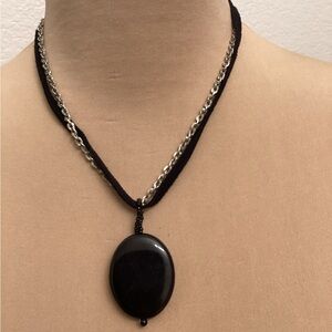 Elegant Black and Silver Pendant Necklace